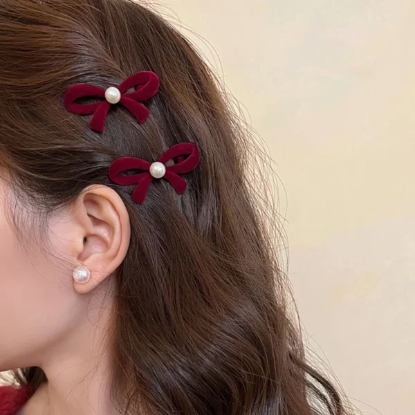 1/5pc Fashion Retro Bow Red Hair Clip Small BB Hair Clip Women Barrettes Bangs Clip Kawaii Hairpins New Year Hair Accessory - Image 5