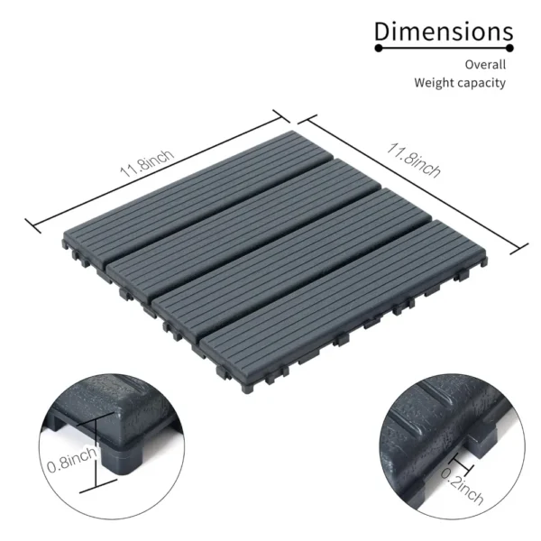 44 sq. ft Plastic Interlocking Deck Tiles, 44 Pack Patio Deck Tiles, 12" x 12" Waterproof Outdoor Flooring All Weather Use - Image 4