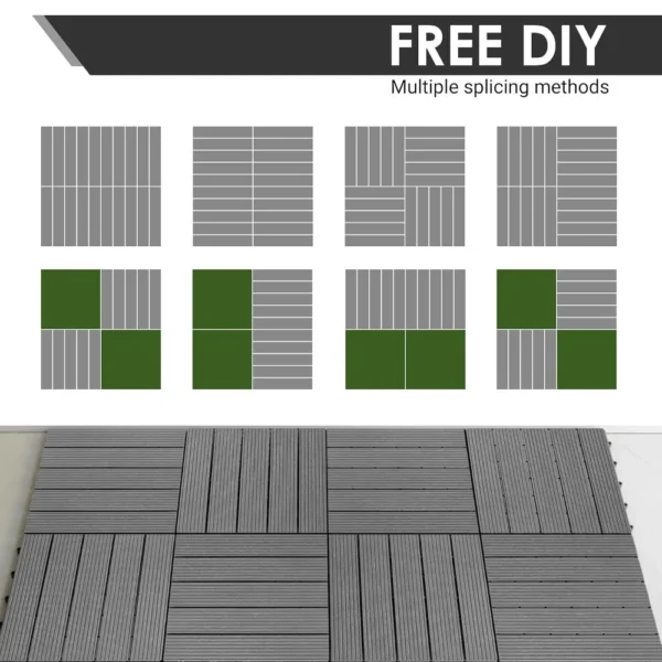 108 PCS Plastic Interlocking Patio Deck Tiles - 12" x 12" Waterproof Indoor Outdoor Flooring, Patio Floors Decking for Floor - Image 2