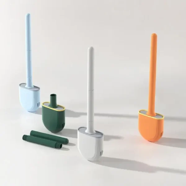 Hanging Silicone Toilet Brush Cleaner with Long Handle Flexible Cleaner Bathroom Brush Quick Drying Holder Bathroom Accessories - Image 6