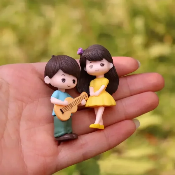 2pcs/set Mini Boy Girl Guitar Sweet Lovers Couple Figurines Craft Fairy Dolls Valentine's Day Wedding Accessories Home Decor - Image 9