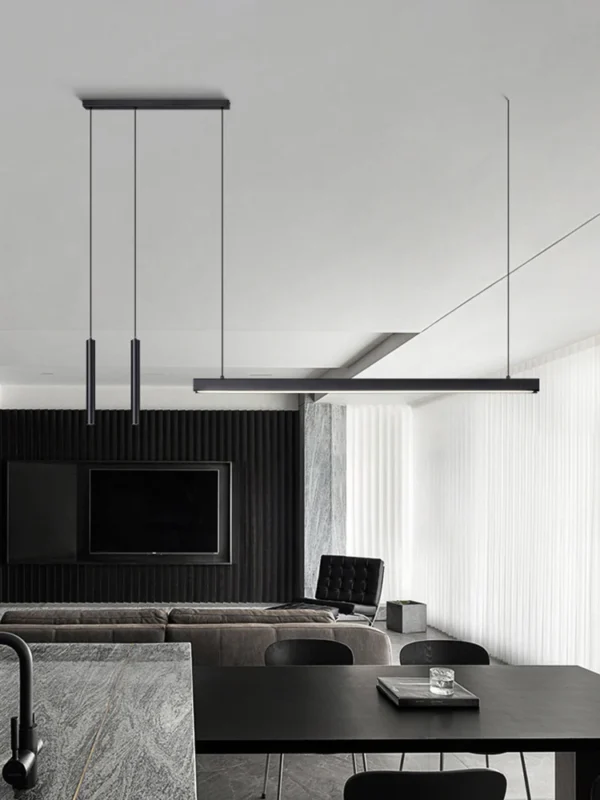 chandelier ceiling black Linear Pendant Light Fixtures Led Adjustable Dining Room Light Kitchen Island Hanging Lights modern - Image 2