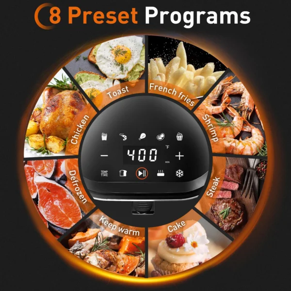 JOYOUNG Air Fryer with Digital LED Touch Screen,8 Automatic Programmes,Air Fryer 4.5 L,Oilless Cooker Preheating and Keeping War - Image 2