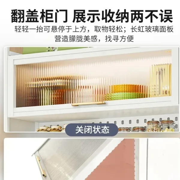 Modern Kitchen Cabinet Hutch Movable Full Door Glass Cabinet Storage Display Cupboards Muebles Cocina Multifunctional Furniture - Image 3