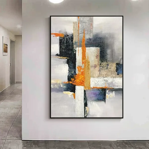 Hand Painted Large Textured Oil Painting Modern Abstract Geometry Wall Art Picture Handmade Artwork For Living-Room Home Decor - Image 2