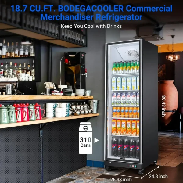 Commercial Merchandiser Refrigerator,18.1Cu.Ft Glass Door Commercial Display Refrigerator,Upright Beverage Display Bar Cooler wi - Image 2