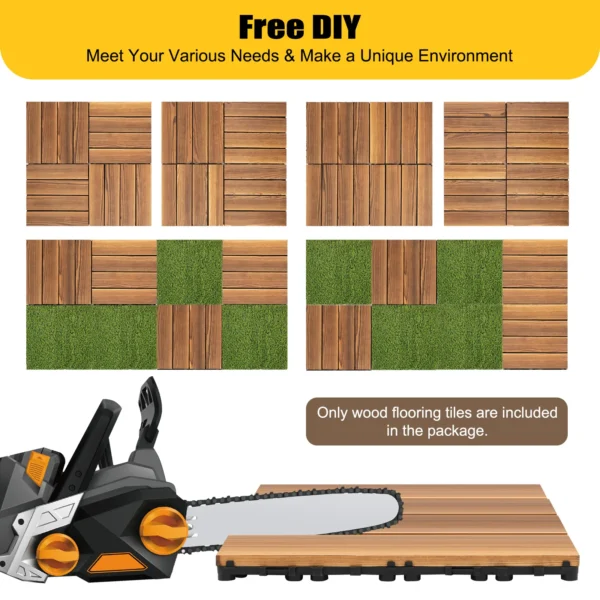 36 pcs Pine Wood Flooring DIY Anti-Corrosion Wood Flooring Tiles 12''x12'' Spliced Flooring - Image 5
