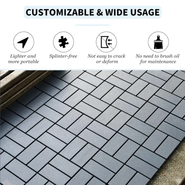 44pcs Interlocking Deck Tiles Outdoor Waterproof All Weather, 12"x12" Indoor Outdoor Flooring for Balcony, Patio Floor Tiles - Image 4