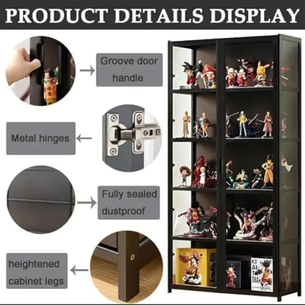 Curio Display Cabinet,5-Tier Tall Bookcase with Adjustable Shelves,Collectibles Toy Organizers Rack&Display Shelf,Kids Bookshelf - Image 6