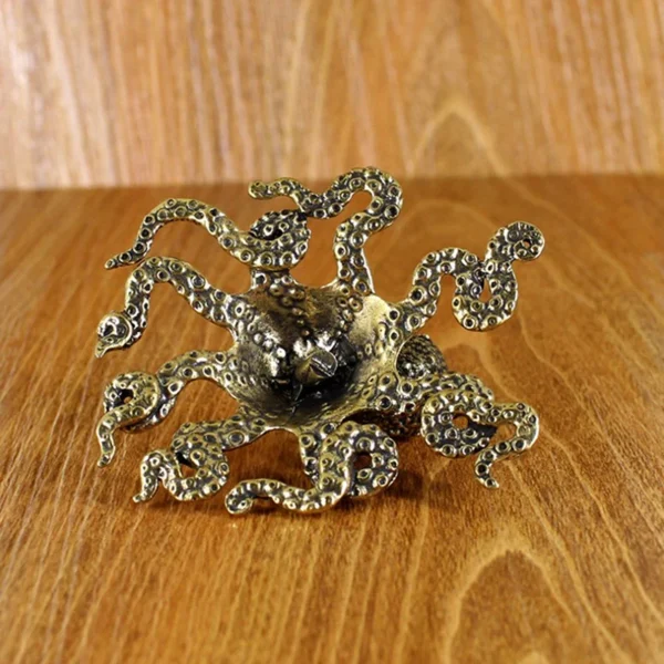 Antique Octopus Home Decoration Brass Copper Animal Figurines Miniatures Desk Ornament Accessories Creative Table Craft - Image 9