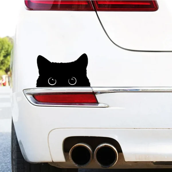 1 piece Hot Car Sticker Accessories Poor Cat Is Stealing with Big Eyes Watch Vinyl Car Styling Cover Waterproof PVC - Image 2