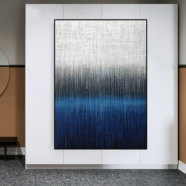 Abstract Canvas Wall Art Oil Painting Handmade Navy Blue Tones Modern Creative Artwork Picture Home Decor for Living Room Office