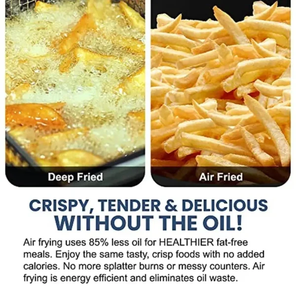 Electric Air Fryer 1.1 Qt. Oil-Less Healthy Cooker Timer & Temperature Controls 1000W Compact Space Saving - Image 5