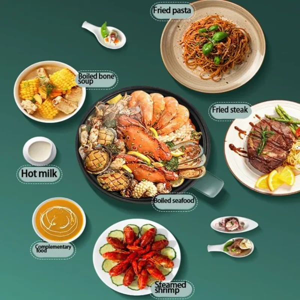 1.5L Mini Home Cooking Pot Multifunctional Rice Cooker Non Stick Pan Safety Material Potable Stockpot Utility Electrice - Image 4