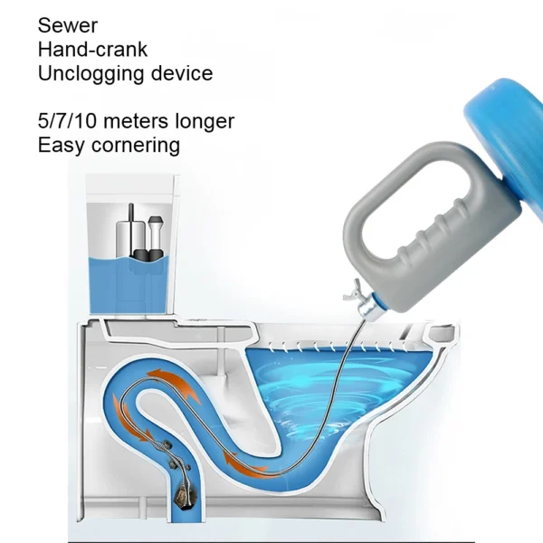 Toilet Sink Drain Unblocker Sewer Pipe Plunger Dredge 5/7/10 Meters Handheld Extendable Bathroom Kitchen Cleaning Tools - Image 2