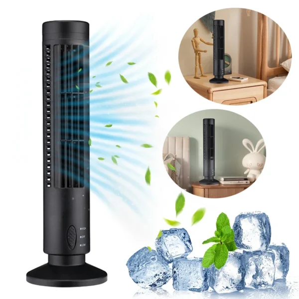 LED Tower Fan No Leaf Air Conditioner 2 Gear Speed USB Bladeless Fan Portable Stand Up Tower Fan for Living Room Bedroom - Image 2