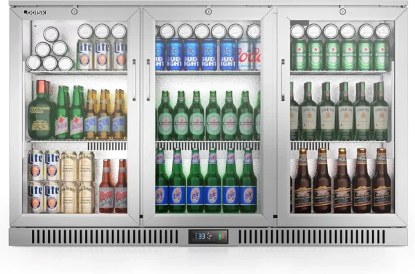 Refrigerator with 3 Doors, Commercial Back Bar Cooler for Beer Soda Wine, Counter Height Undercounter Display Fridge for Bar/Hom
