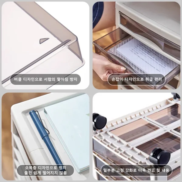 Mobile transparent plastic drawer storage cabinet multi-layer storage box file storage cabinet wheeled drawer storage box nail s - Image 6
