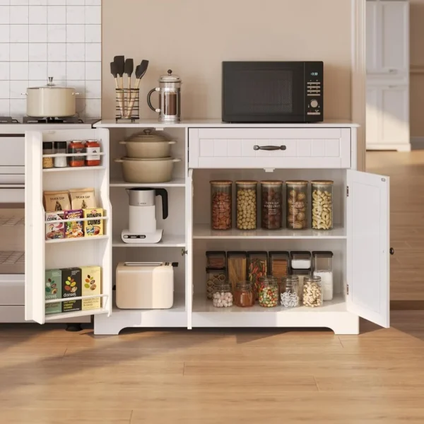 Kitchen Storage Cabinet with Doors and Shelves Coffee Bar Cabinet with Storage Sideboard Buffet Cabinet with Drawer - Image 2