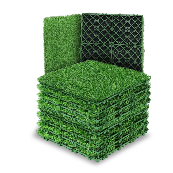 10/20Pcs 12 x12 Inch Grass Flooring Tiles Green Interlocking Grass Deck Tiles Turf Mat Grass Rug for Garden Lawn Patio Balcony - Image 4