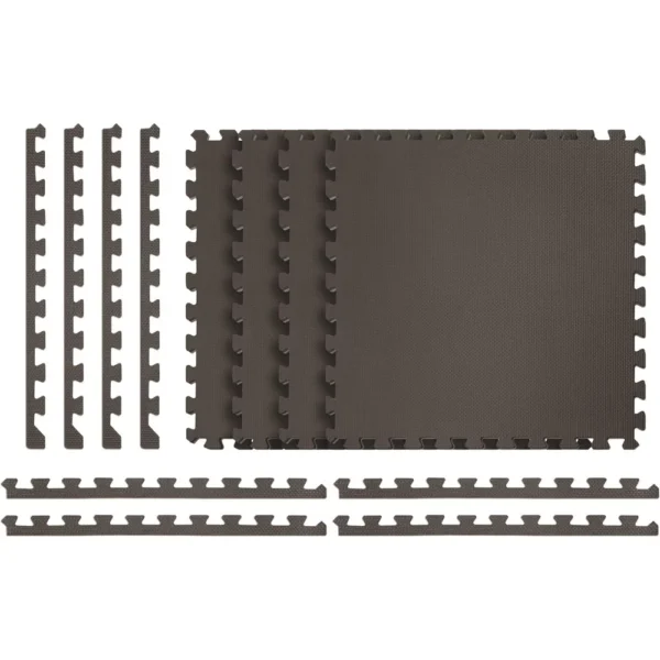 Multi-Purpose Reversible Floor Mats - EVA Interlocking Foam Tiles (Gray/Black 36 Tiles - 144 sq. Ft. 1/2" Thick)