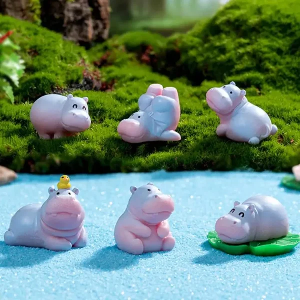 Mini Cute Hippo Resin Figurines Car Interior Animal Accessory Baby Hippo Sculpture Desk Decoration Home Desk Decoration - Image 4