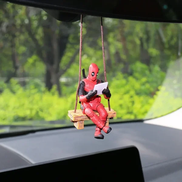 Cartoon Deadpool Car Pendant Rearview Mirror Pendant Interior Accessories Mini Model Toys Action Figures InteriorDecorationModel - Image 2
