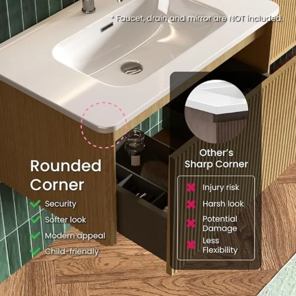 Bathroom Dresser,30" Bathrooms Vanity With Sink, Modern Floating Vanity With Push Open Soft Close Drawer, Bathroom Cabinets - Image 3