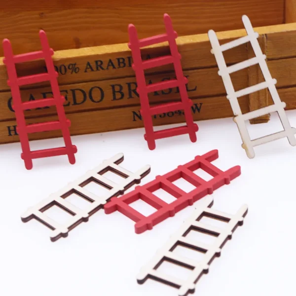 Dollhouse Mini Wooden Zigzag Ladder BJD Miniature Christmas Scene Horticultural Landscape Decor Furniture Model Accessories - Image 3