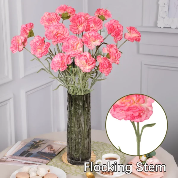 XIYA FLOWER Artificial Carnation Flower Bunch Carnation Bouquet Yellow Orange Pink Artificial Plants PE Material Home Decor - Image 4
