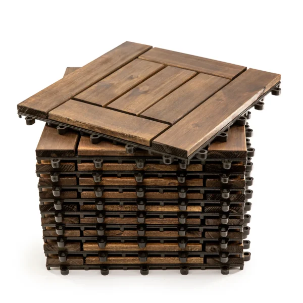 12 in. x 12 in. Acacia Wood Interlocking Flooring Deck Tile Dark Brown (10-Pack) - Image 5