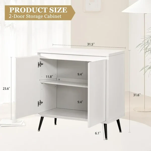 Sideboard Cabinet, 2-Door Decorative Storage Cabinet, Modern Freestanding Cabinet, Sideboard with Metal Legs, Living Room - Image 2