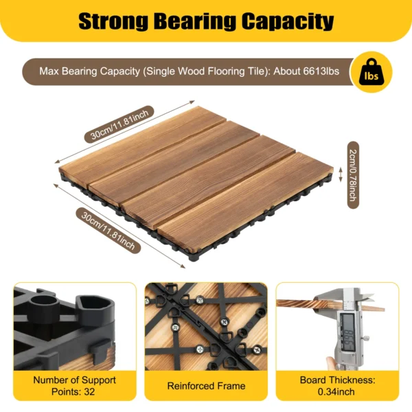 36 pcs Pine Wood Flooring DIY Anti-Corrosion Wood Flooring Tiles 12''x12'' Spliced Flooring - Image 3