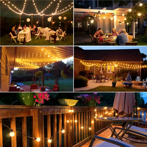 Solar String Lights Outdoor G40 Patio Lights with LED Shatterproof Bulbs,Weatherproof Hanging Lights for Backyard Bistro - Image 4