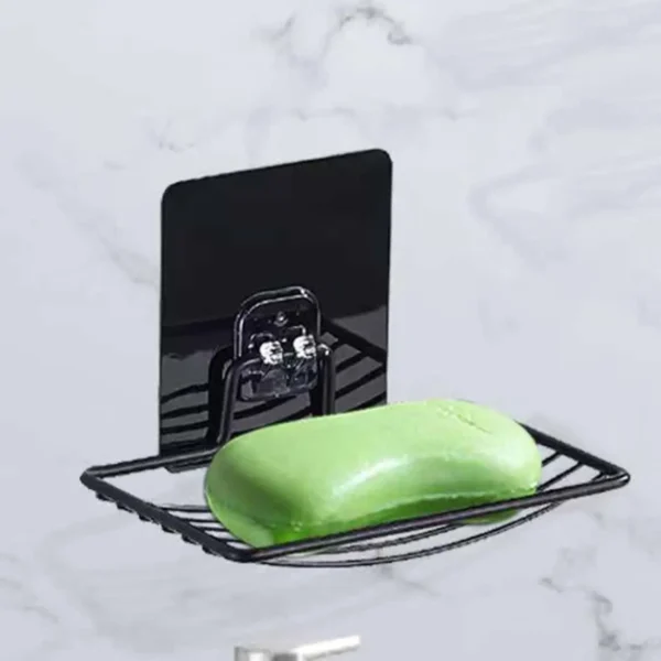 1pc-Stainless Steel Soap Rack Punch-free Nail-free Bathroom Single Layer Drain Wall Hanging Sucker Soap Box Light Luxury Shelf - Image 8