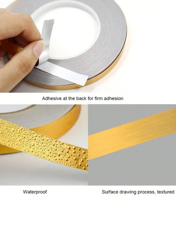 Gold Metalized Tape, Peel and Stick Decor Sticker with Shiny Mirror-Like Finish for Detailing Accent Wall, Graphic Art, Wardrobe - Image 6
