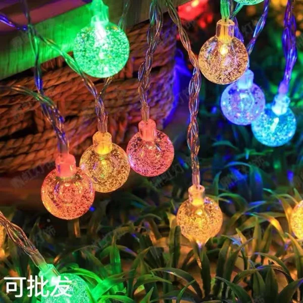 1.5-10m LED Crystal Ball Garland String Lights Indoor Decor Holiday Christmas Lamp 10/20/40/80 LED Fairy Lights Battery Operated - Image 2
