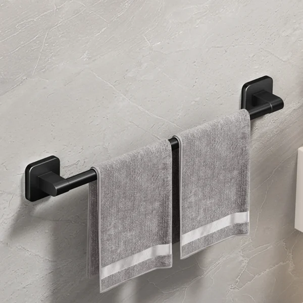 Bathroom Towel Holder White Without Drilling Bathroom Black Towel Rack Towel Bar Self-Adhesive Bathroom Towel Rack Towel Rail - Image 4