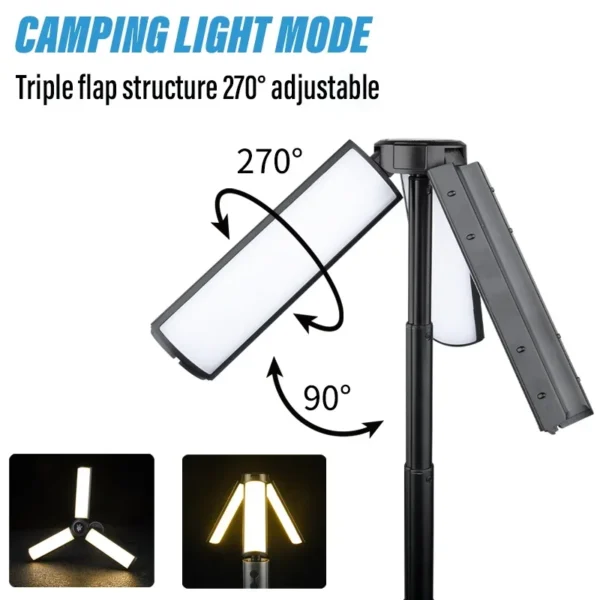 Multi-functional Camping Light 2 in 1 USB Rechargeable Camping LanternFlashlight with Hook Outdoor Emergency Camping Lamp - Image 2