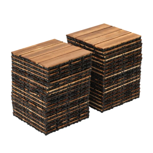 36 Pcs Brown Hardwood Interlocking Patio Deck Tiles Outdoor Waterproof 12''x12'' - Image 6