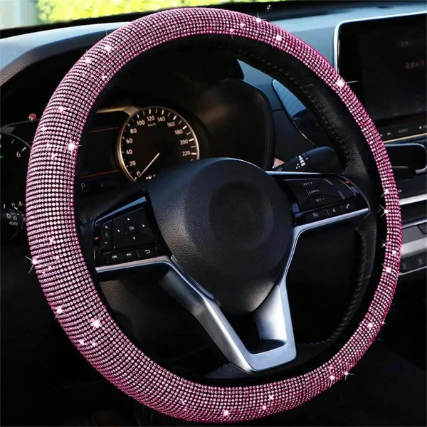 Universal 38 CM Car Steering Wheel Cover PU Leather Sparkling Crystal Diamond Steering Wheel Protector Car Interior Accessories - Image 8