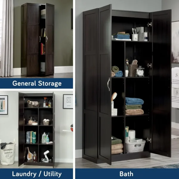 Storage Cabinet/ Pantry cabinets, 29.61 " x D: 16.02 " x H: 71.50", Cinnamon Cherry finish - Image 5