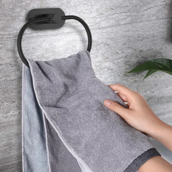Bathroom Towel Ring Hook Hardware Accessories Storage Holder 304 Stainless Steel Hand Towel Holder Modern Round Towel Hanger - Image 4