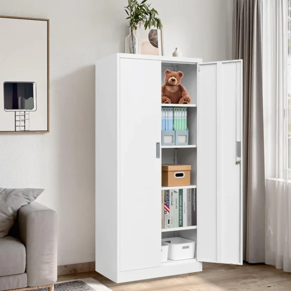 Metal Storage Cabinet with Lock, 71" Garage Storage Cabinets with 2 Lockable Doors and 4 Adjustable Shelves,Tall File Cabinet, - Image 2