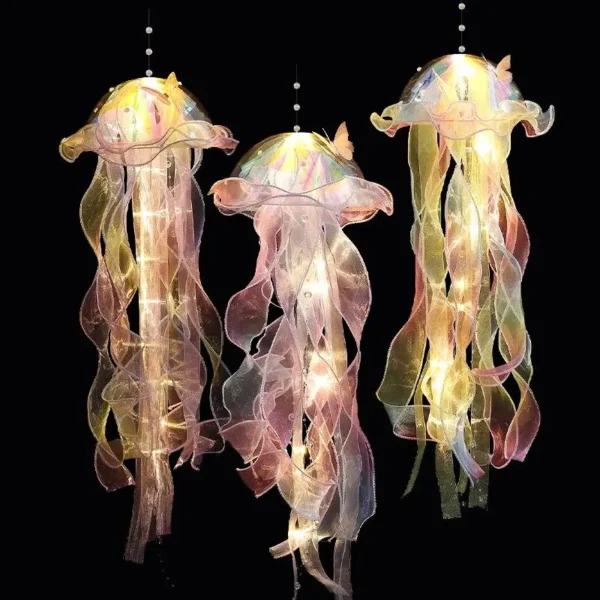 1PC New Gradient Jellyfish Light Decoration LED Light Festival Pendant Courtyard Lighting Handmade Light Small Night Light - Image 3