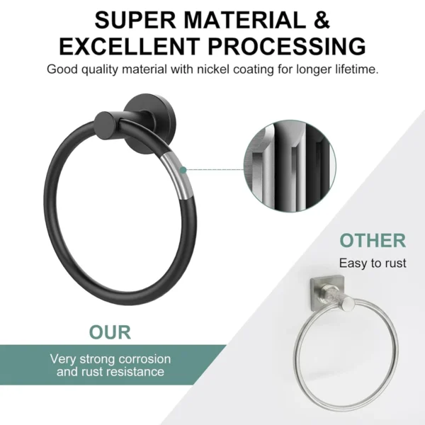 Bathroom Towel Ring Hook Hardware Accessories Storage Holder 304 Stainless Steel Hand Towel Holder Modern Round Towel Hanger - Image 2