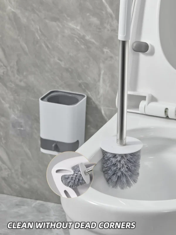 WORTHBUY Punch-Free Wall Mounted Toilet Brush With Drainable Base Long Handle Plastic Toilet Cleaning Brush Bathroom Accessories - Image 8
