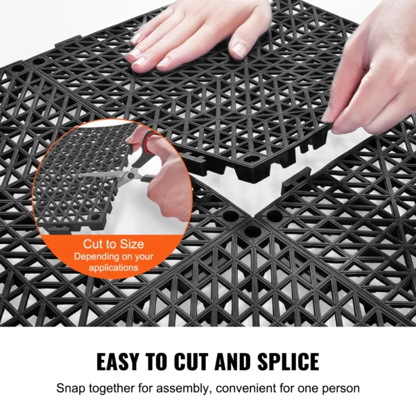 VEVOR Interlocking Tile 12/50/55PCS 12" x 12" Splicing Soft PVC Drainage Floor Tiles Non-Slip Drainage Holes for Bathroom Pool - Image 4