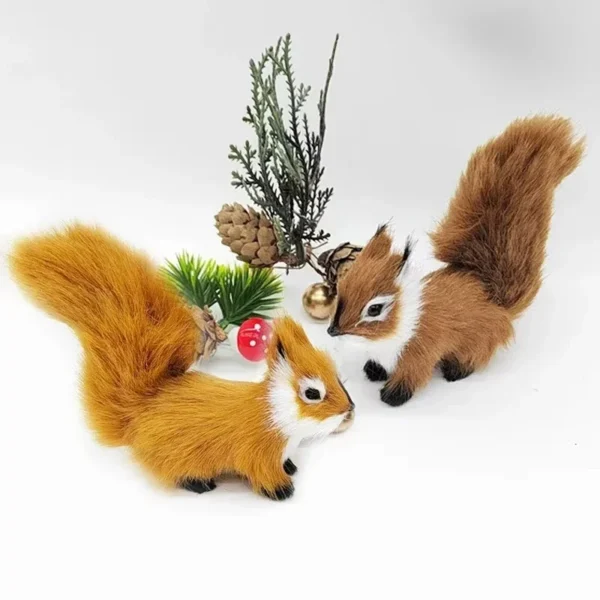 Mini Simulation Squirrel Decorative Ornament Artificial Plush Animals Christmas Tree Decoration Accessories Table Decorations - Image 3
