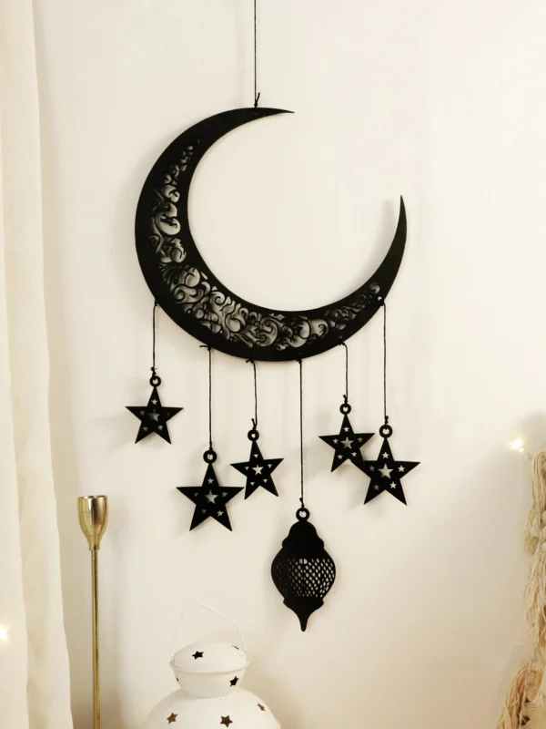 DIY Wooden Hollow Moon and Star Lantern – Ramadan Hanging Decor, Islamic Eid Mubarak Festival Decorations，Ornament Islamic Gifts - Image 2